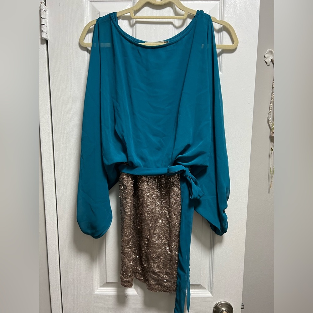Teal and Sequin Dress